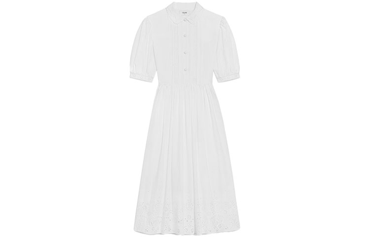 CELINE FW21 Bubbles Long Sleeved Dress Women's White