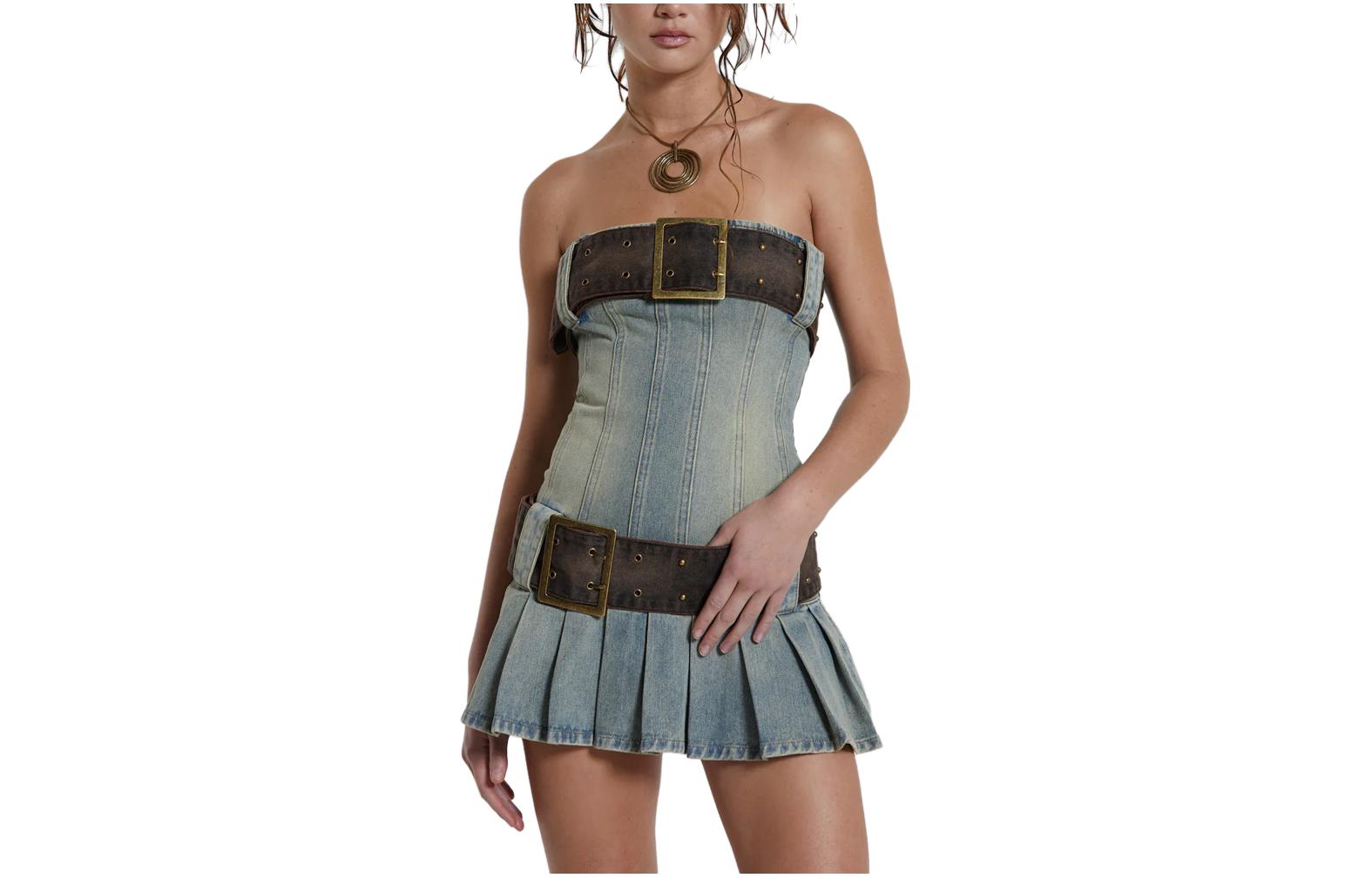 Jaded london Chelsea Denim Kilt Mini Dress , | JWD3392 | DUDU SHOPPING Jaded london Chelsea Denim Kilt Mini Dress , | JWD3392 | DUDU SHOPPING