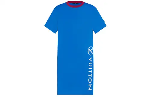 LOUIS VUITTON Short Sleeved Dress Women's Dark Blue