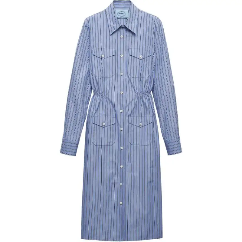 PRADA SS24 Long Sleeved Dress Women's Cornflower Blue