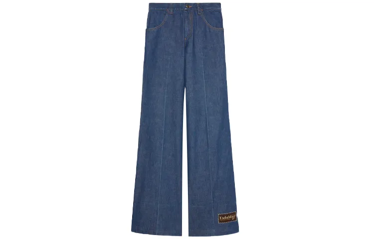 GUCCI Jeans Women's Blue Moderate Flared Pants