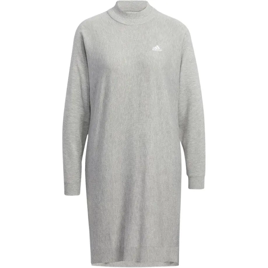 Adidas Long-Sleeved Dresses Women's Gray Crew Neck Moderate Mid-Length