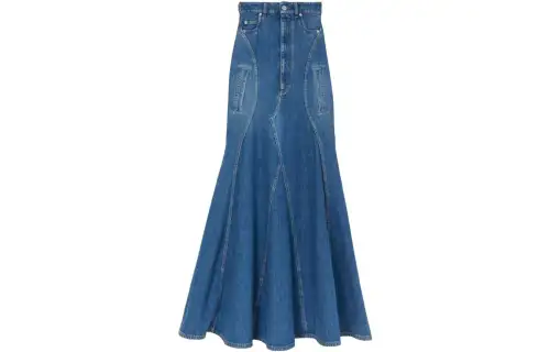 Burberry Denim Long Skirts Women's Blue Moderate Long A Line Skirt