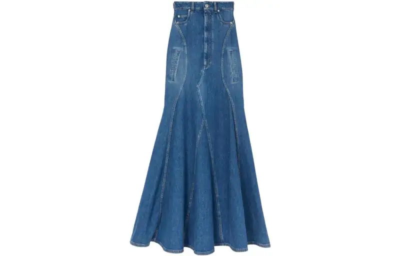 Burberry Denim Long Skirts Women's Blue Moderate Long A Line Skirt