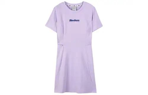 Skechers Short Sleeved Dress Women's Light Snow Cyan