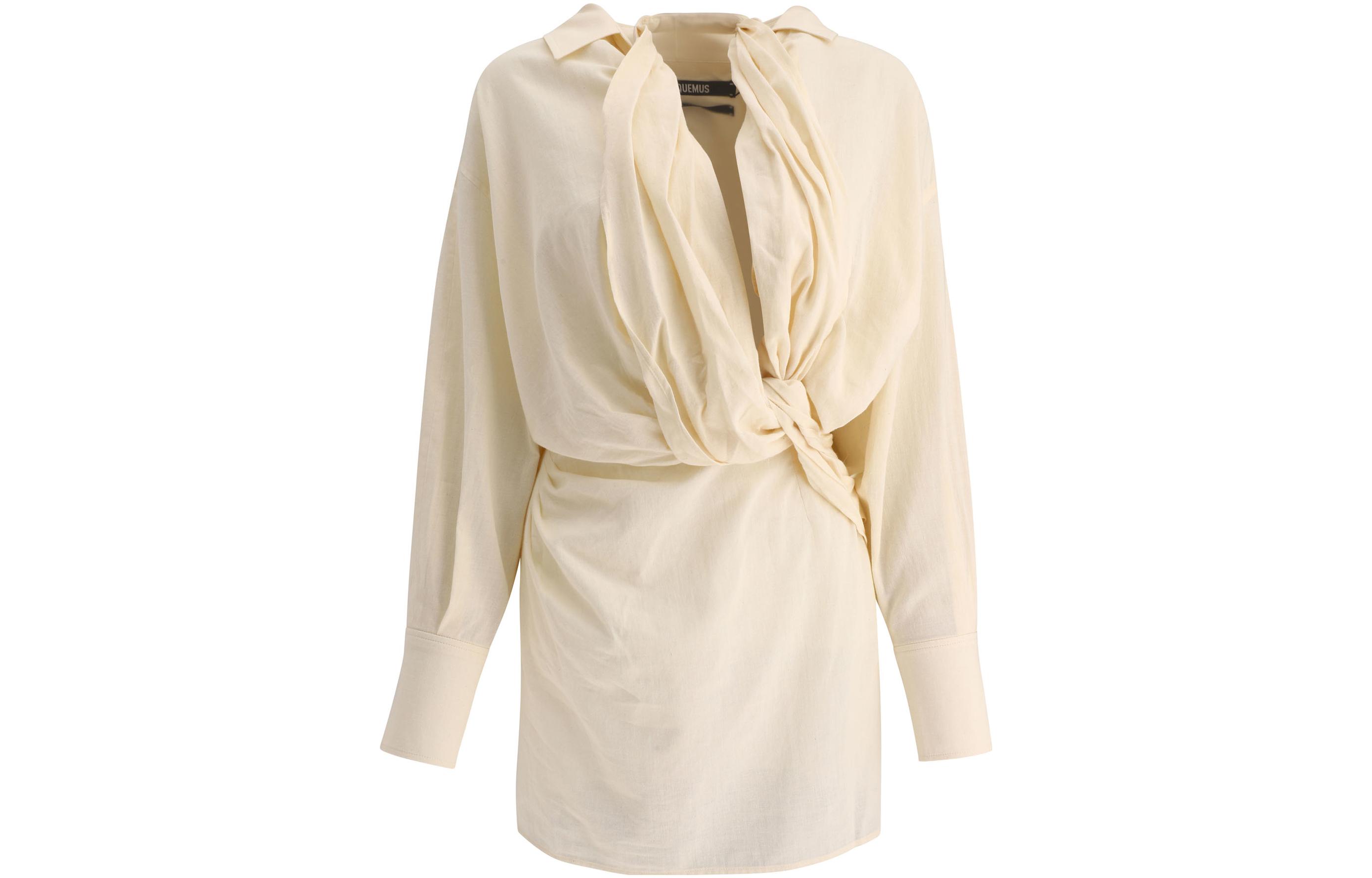 Jacquemus Knot Detailed Long Sleeved Shirt Dress