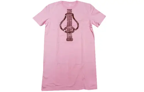 HERMES Short Sleeved Dresses Women's Pink Crew Neck Moderate Short