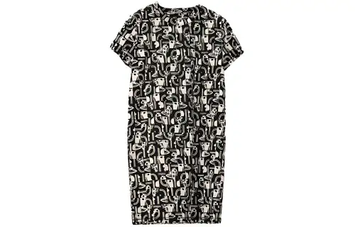 HERMES Short Sleeved Dresses Women's Black Crew Neck Moderate
