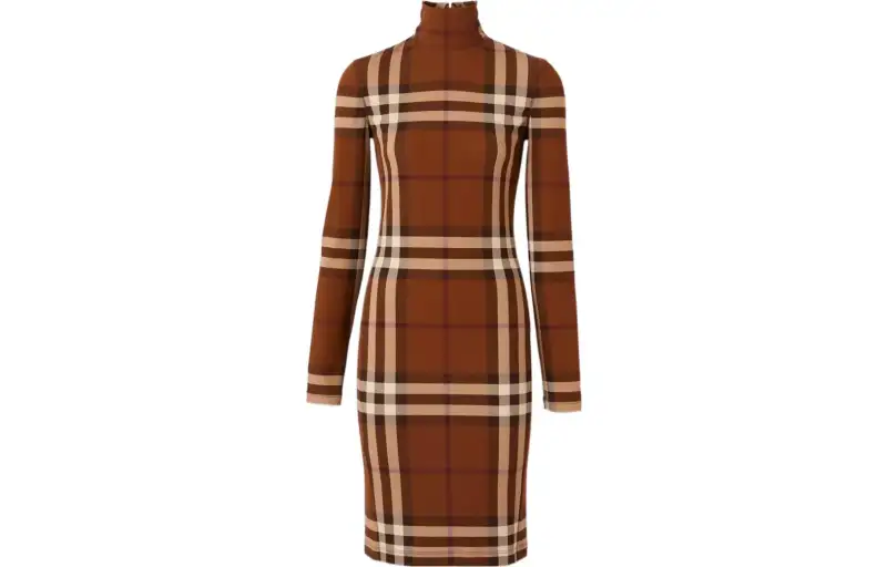 Burberry Women's Iconic Print Stretch Viscose Dress Beige