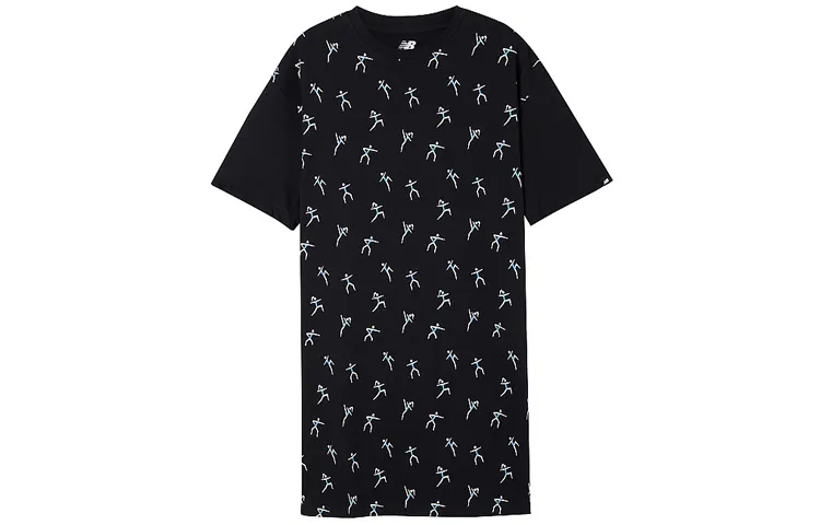 New Balance Short-Sleeved Dresses Women's Black Crew Neck Moderate Short
