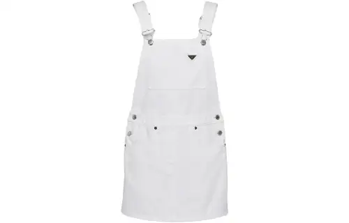 PRADA Sleeveless Dresses Women's White Square Collar Moderate Short