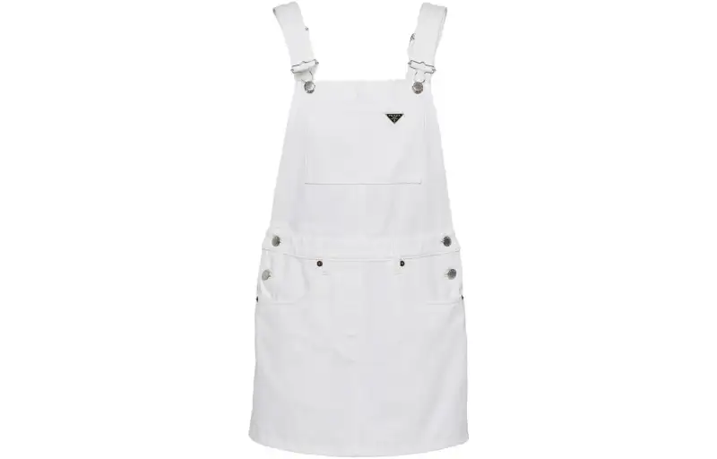 PRADA Sleeveless Dresses Women's White Square Collar Moderate Short