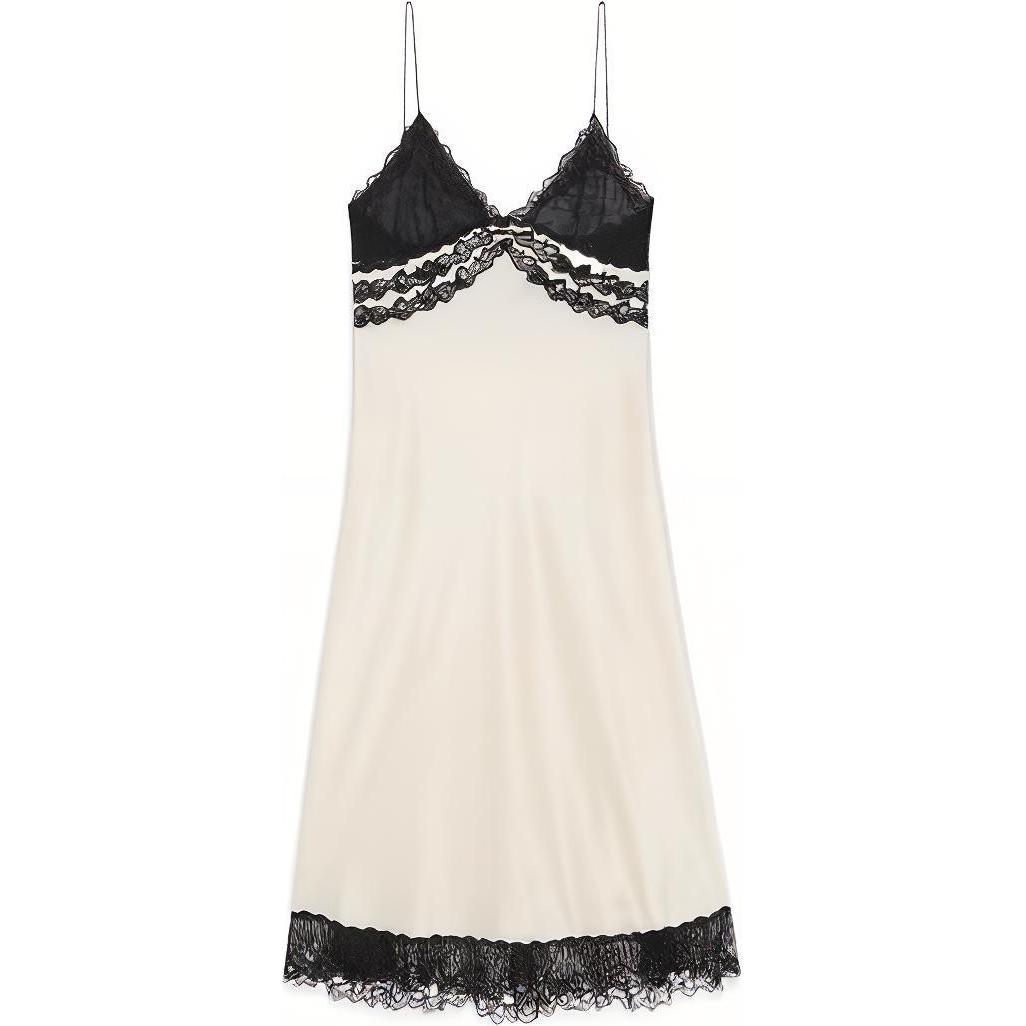 SAINT LAURENT Lace Detailed Sleeveless Midi Dress