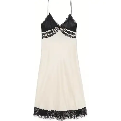 SAINT LAURENT Lace Detailed Sleeveless Midi Dress