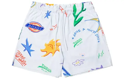 Dickies Casual Shorts Women's White Graffiti All Over Print