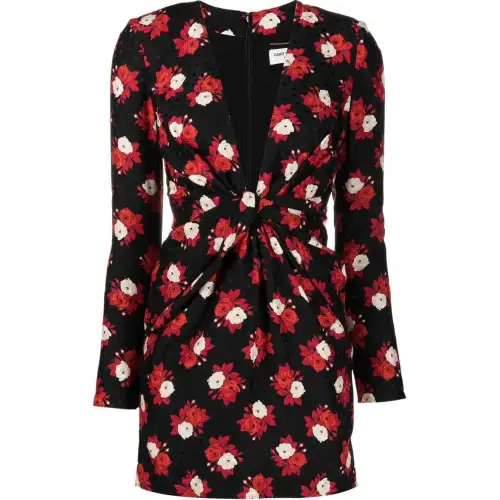 SAINT LAURENT V Neck Long Sleeved Dress