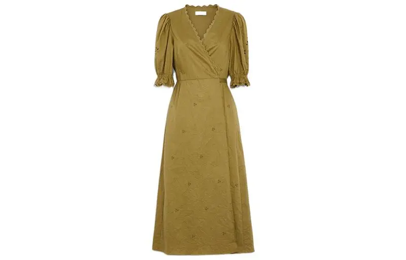 COACH Short Sleeved Dress Women's Olive Green