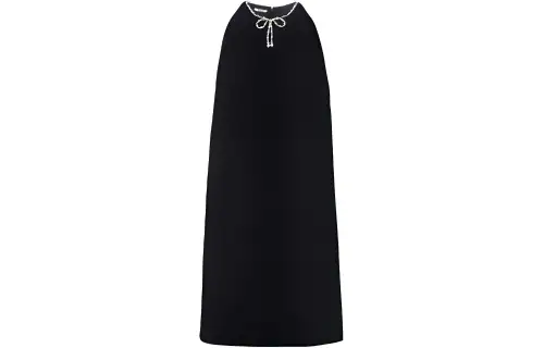 MIU MIU Sleeveless Dresses Women's Black Crew Neck Moderate Midi Skirt