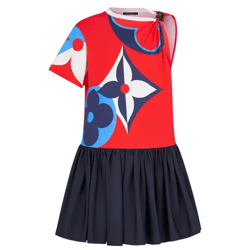 LOUIS VUITTON Babydoll Dress Women's Red