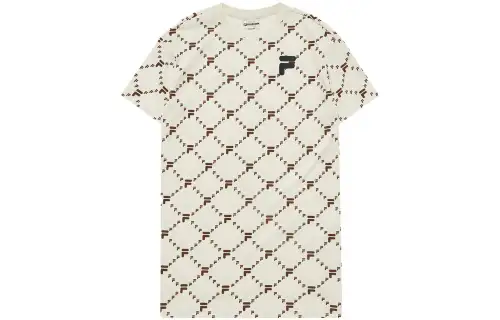 FILA FUSION Short Sleeved Dress Women's Antique Inspired Style White