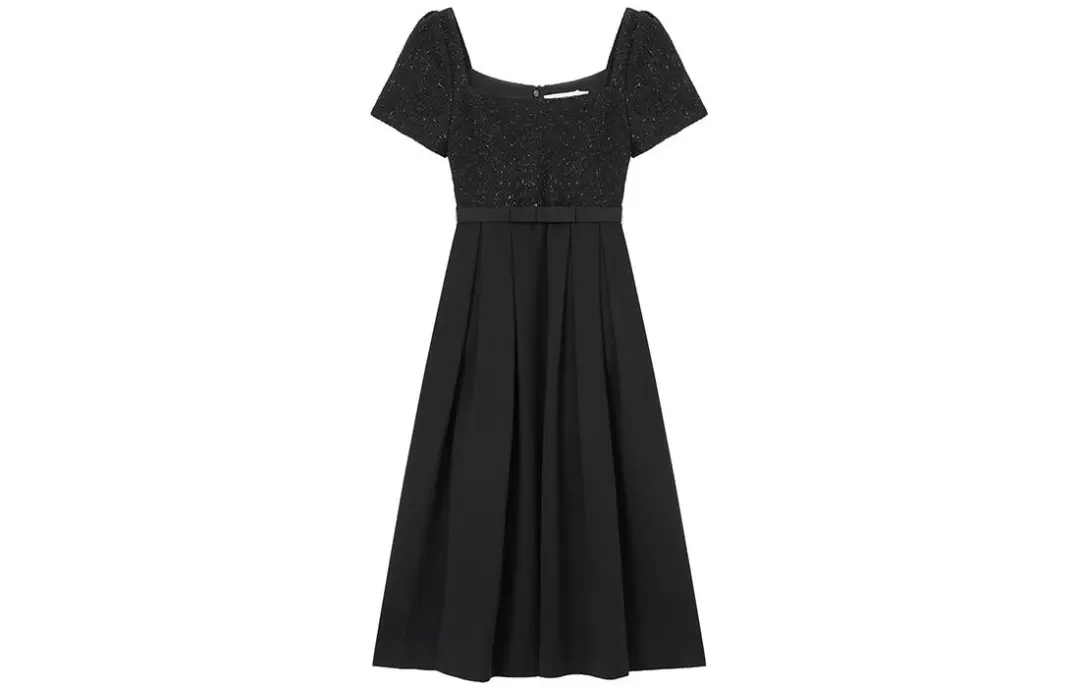 Self-portrait bouclé-panel midi dress