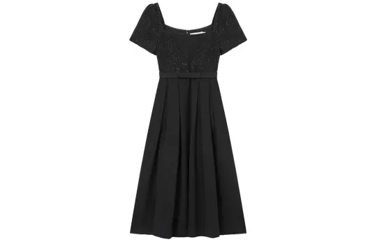 Self-portrait bouclé-panel midi dress