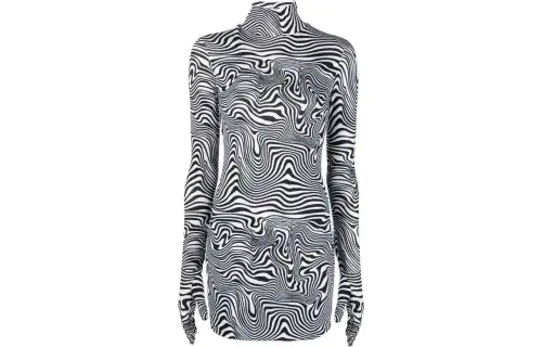 Vetements Long Sleeved Dresses Women's Black/White Stand Collar
