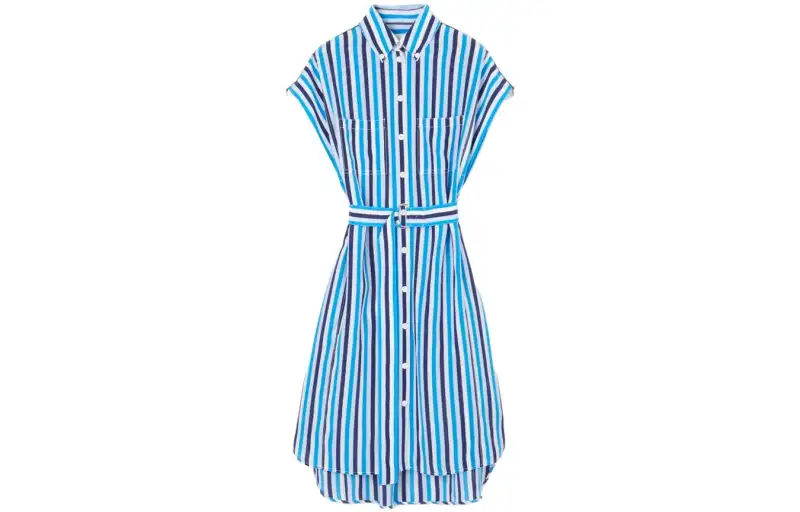 Burberry Nella Striped Shirt Dress Blue