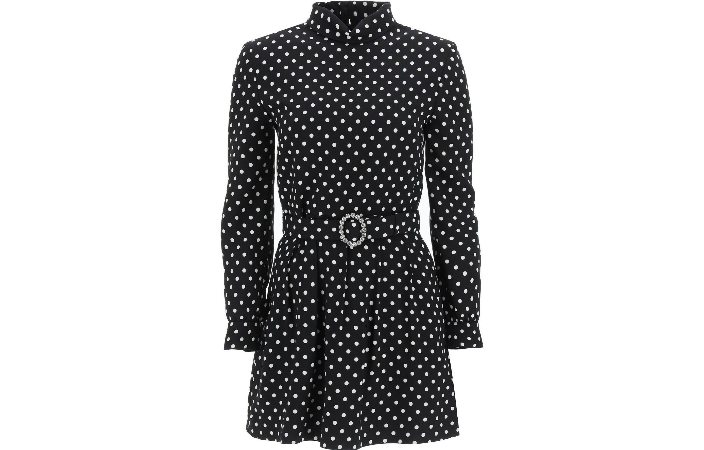 Saint Laurent belted polka-dot minidress