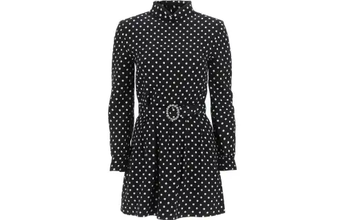 Saint Laurent belted polka-dot minidress