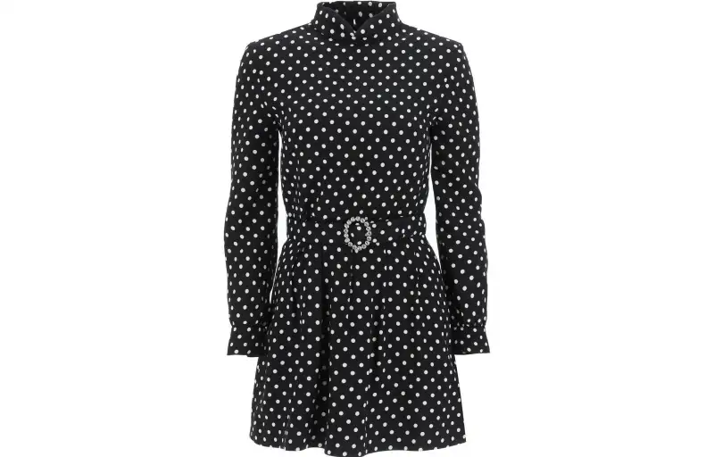 Saint Laurent belted polka-dot minidress