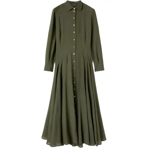 Loro Piana Long Sleeved Dress Women's Fried Tea Green