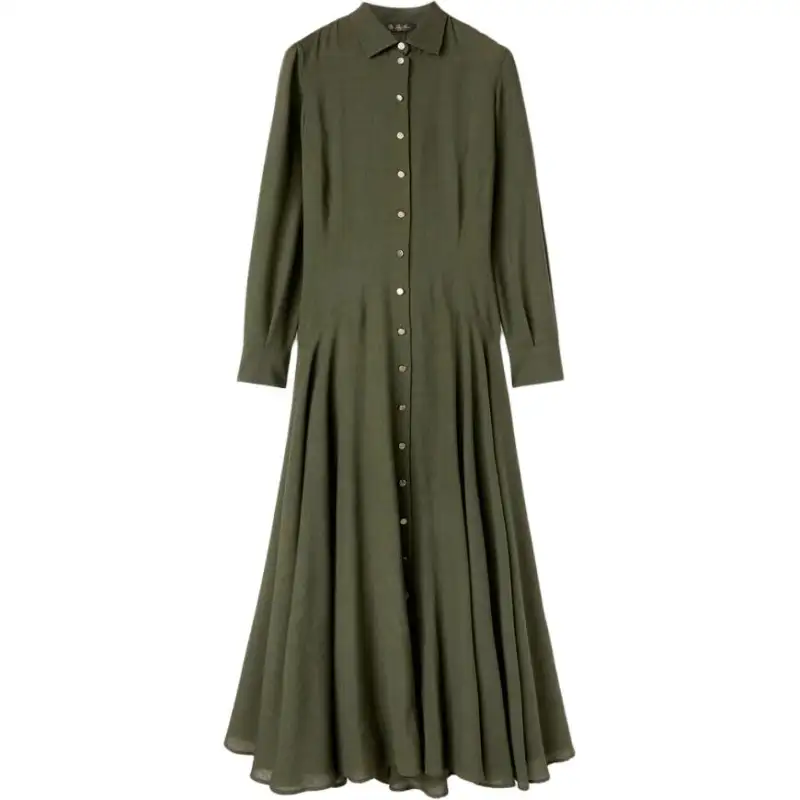 Loro Piana Long Sleeved Dress Women's Fried Tea Green