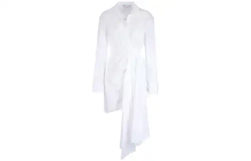 OFF-WHITE draped asymmetric cotton-poplin shirt dress