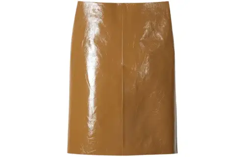 GUCCI Leather Long Skirt Women's Light Brown