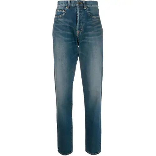 SAINT LAURENT Jeans Women's Blue Moderate Straight Fit Pants