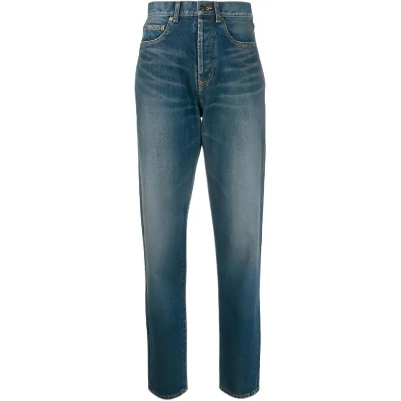 SAINT LAURENT Jeans Women's Blue Moderate Straight Fit Pants