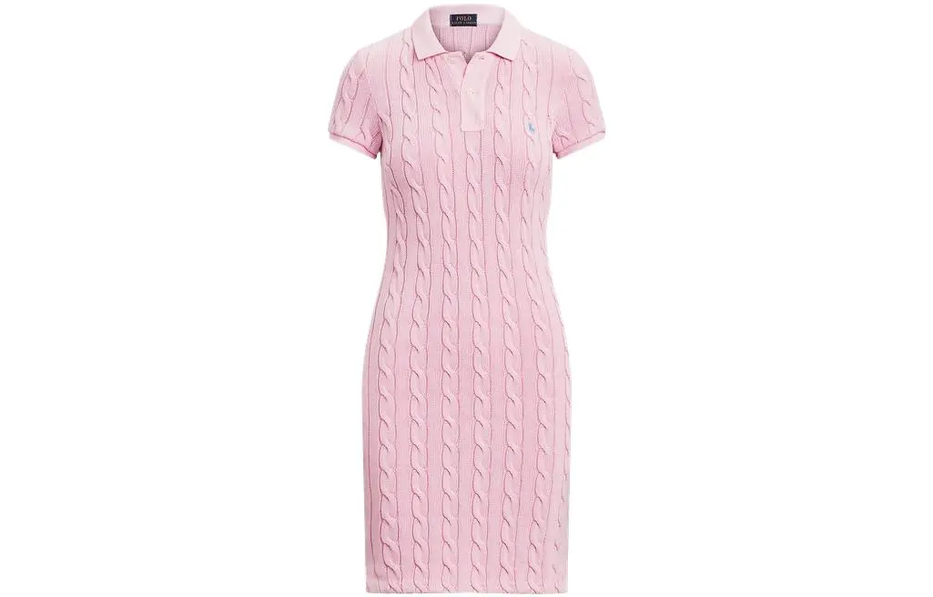 Polo Ralph Lauren SS22 Short Sleeved Dress Moderately Slim Straight Fit Women's Pink