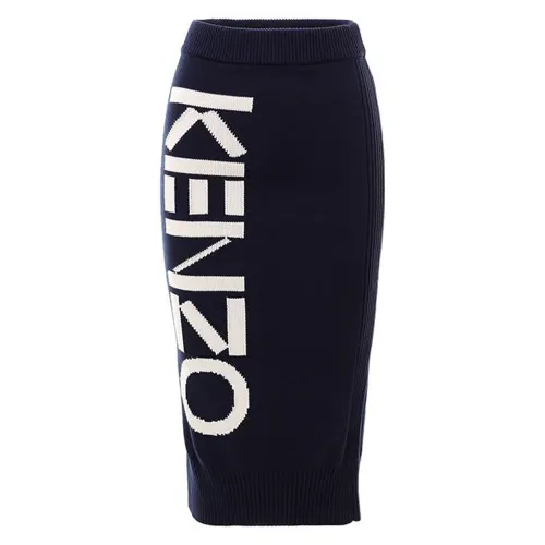 KENZO Knit Long Skirt Women's Dark Blue
