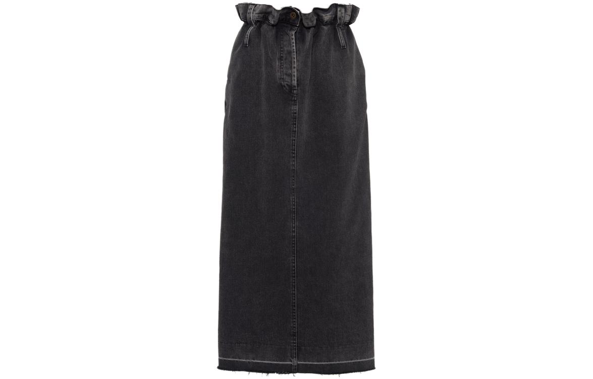 Miu Miu paperbag-waist denim midi skirt