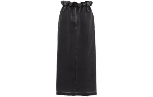 Miu Miu paperbag-waist denim midi skirt