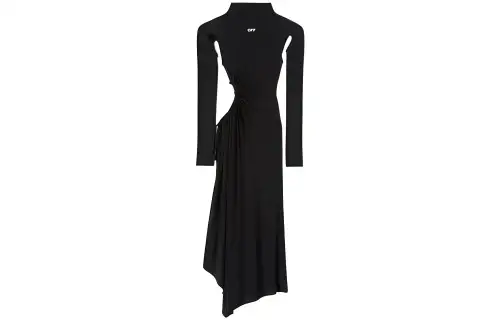 OFF WHITE Long Sleeved Dresses Women's Black Turtleneck Long