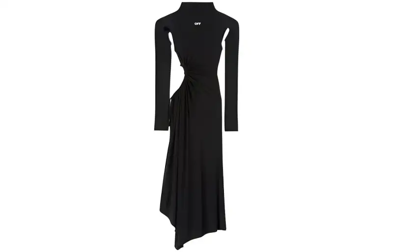 OFF WHITE Long Sleeved Dresses Women's Black Turtleneck Long