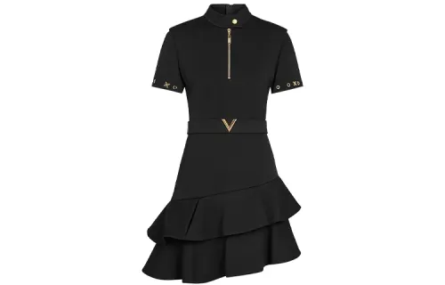 LOUIS VUITTON Short Sleeved Dress Women's Black