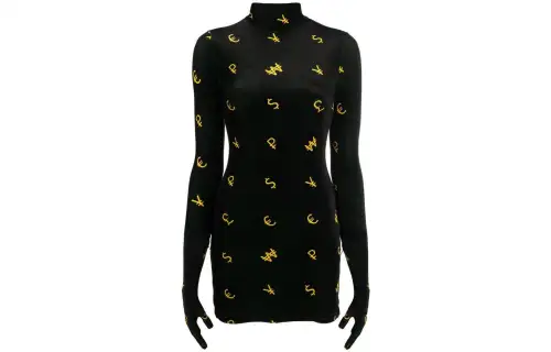 Vetements Long Sleeved Dresses Women's Black Turtleneck