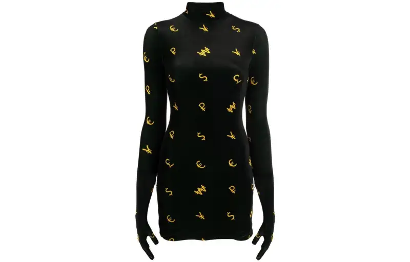 Vetements Long Sleeved Dresses Women's Black Turtleneck