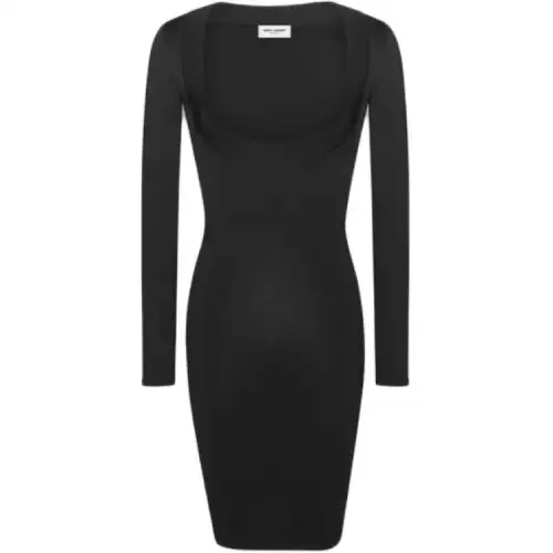 SAINT LAURENT Décolleté Long-Sleeved Knitted Dress