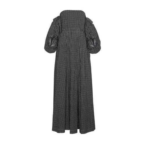 LOEWE Long Sleeved Dresses Women's Black Boat Neck Thin
