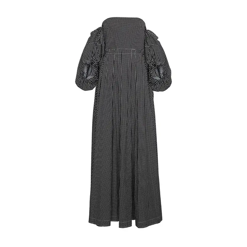 LOEWE Long Sleeved Dresses Women's Black Boat Neck Thin