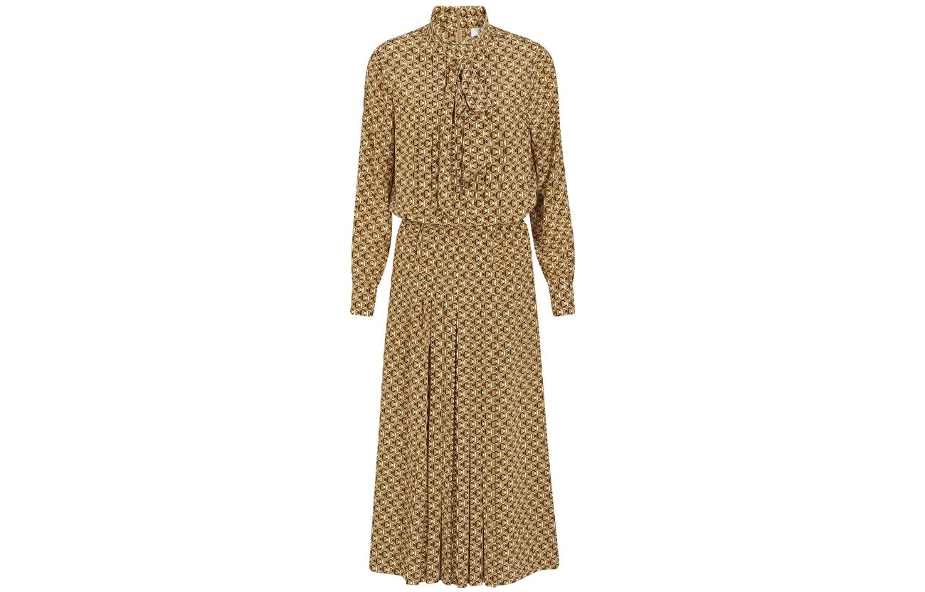 CELINE Long Sleeved Dresses Women's Yellow Stand Collar Moderate